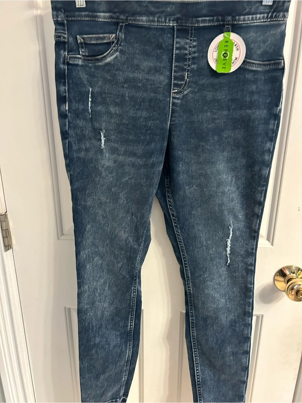 NWT-Justice Girls Dark Wash Denim-Look Leggings - Blue